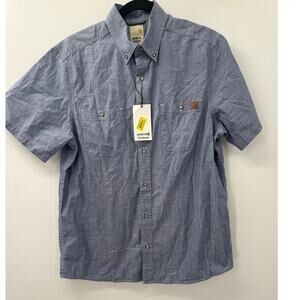 Solaris Outdoors Men's Blue Casual Medium Short‎ Sleeve Cotton Button Up Shirt